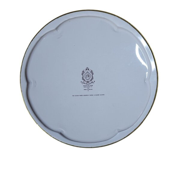 2 Vtg Daher Decorated Ware Round Metal Trays Red Floral 13" Diameter England - Picture 4 of 8